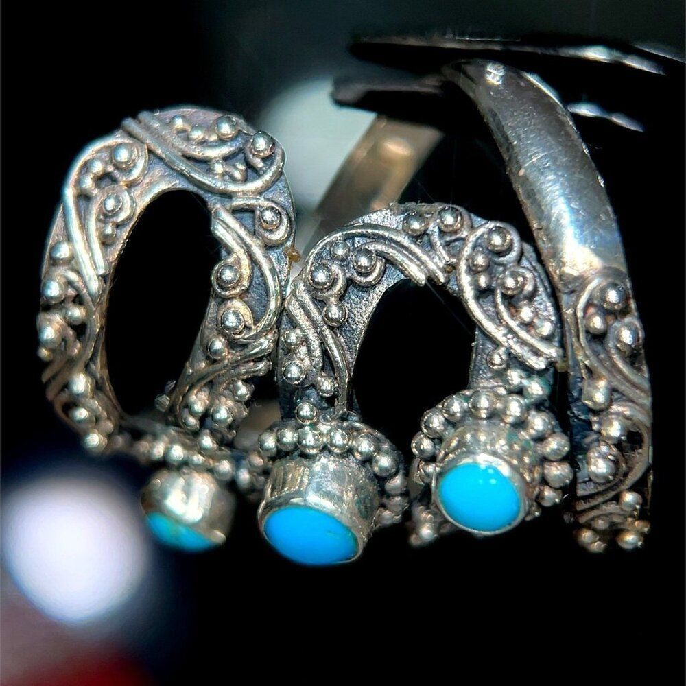 Silver 925 3-Turquoise Wrap Cool Ring - Picture 8 of 13